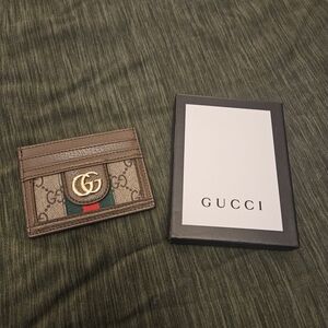 Gucci Beige and Brown GG Card Holder